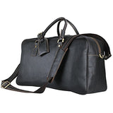 Large Mens Leather Duffel Bag, Berchirly Outdoor Travel Duffel Black