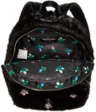 Betsey Johnson Bejeweled Fur Backpack, black