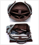 Vaschy Vintage Leather Backpack for Women and Men Canvas Ergonomic Rucksack Bookbag Daypack fits