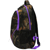 "E-Z Tote" Real Tree Print Hunting Backpack In 5 Colors (Purple Trim)