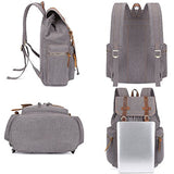 Bluboon Canvas Vintage Backpack Leather Casual Bookbag Men Women Laptop Travel Rucksack