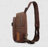 AUGUR Leisure Canvas Genuine Leather Small Sling Backpack For Men & Women (Coffee)