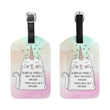 Mrmian Watercolor Animal Cat Unicorn Luggage Tag For Baggage Suitcase Bag Leather 1 Piece
