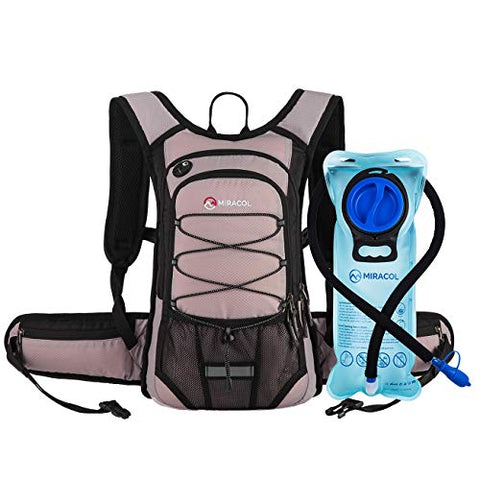 MIRACOL Hydration Backpack with 2L BPA Free Water Bladder, Thermal Insulation Pack Keeps Liquid Cool up to 4 Hours, Perfect Outdoor Gear for Hiking, Cycling, Camping, Running （Pastel Violet）