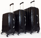 3Pc Luggage Set Suitcase Travel Hardside Rolling 4Wheel Spinner Carryon Black
