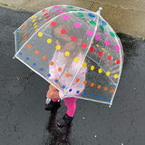totes Kid's Clear Bubble Umbrella with Easy Grip Handle, Dots