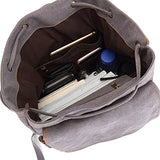 Bluboon Canvas Vintage Backpack Leather Casual Bookbag Men Women Laptop Travel Rucksack