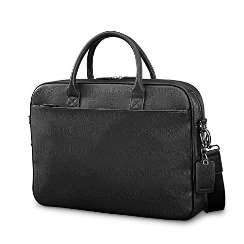 Samsonite Mens Leather Classic Slim Briefcase Black