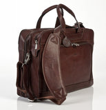 Tony Perotti Italian Cow Napoli Laptop Zip-Around Double Compartment Leather Briefcase, Brown