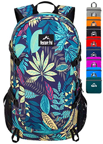 Venture Pal 40L Lightweight Packable Backpack with Wet Pocket - Durable Waterproof Travel Hiking Camping Outdoor Daypack for Women Men-Purple Leaf