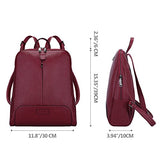 S-Zone Women'S Genuine Leather Backpack Purse Travel Bag Fit 14" Laptop (Wine Red)