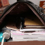 CHAO RAN Men Large Travel Duffle Gym Luggage Bag Leather Backpack Shoulder School Handbag (Black)