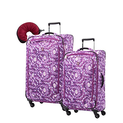 Atlantic Ultra Lite 4 | 24 and 28-Inch Expandable Spinners, Travel Pillow (Surf Purple)