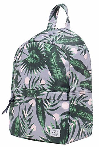 Oletha Mini Daypack Small Backpack Purse | Fits A4 Size Paper | 13"X9"X4" | Polka Leaves