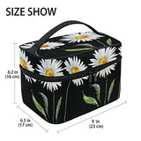 Makeup Bag Watercolor Daisies Travel Cosmetic Bags Organizer Train Case Toiletry Make Up Pouch