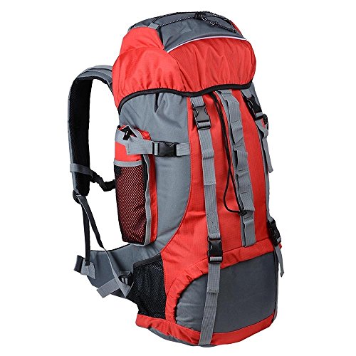 GHP 70L Capacity Red 600D Oxford Fabric PVC Inner Layer Outdoor Camping Backpack