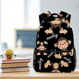 LORVIES Cheeky Monkey Bookbags Student Daypack Backpacks for Boys Girls
