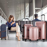 Goplus 3Pcs Luggage Set, Hardside Travel Suitcase, 20" 24" 28" ABS + PC Travel Trolley Case w/Coded Lock, 360° Spinner Wheels Lightweight Suitcase