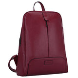 S-Zone Women'S Genuine Leather Backpack Purse Travel Bag Fit 14" Laptop (Wine Red)