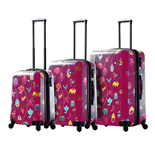 Mia Toro M1306-03Pc-Pnk Italy Mistico Hardside Spinner Luggage 3Pc Set, Pink