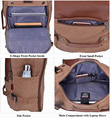 WITZMAN Men Travel Backpack Canvas Rucksack Vintage Duffel Bag
