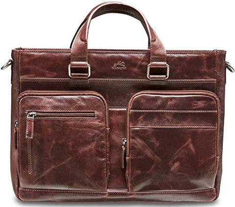 Mancini Single Compartment Laptop/Tablet Tote in Burgundy