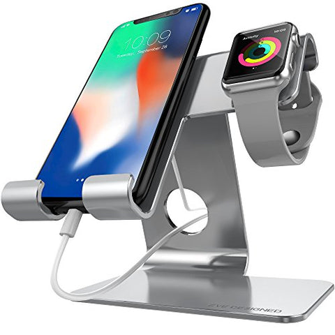 Zve Universal 2 In 1 Cell Phone Stand And Tablet Stand,Aluminium Apple Iwatch Charging Stands