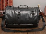 CHAO RAN Men Large Travel Duffle Gym Luggage Bag Leather Backpack Shoulder School Handbag (Black)