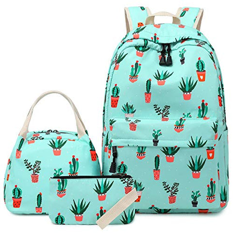 FLYMEI Cute Bookbags for Girls, Cactus Backpack for Teens, Fashion Backpack for Women 15.6 Inch Floral Backpack, Lightweight School Backpack for Girls, Pastel Backpack for School