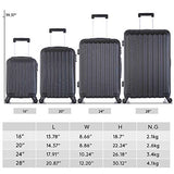4 Piece Luggage sets with Spinner Wheels Travel Suitcase Hard-shell Lightweight 16" 20" 24" 28" (4 PCS LM Black)
