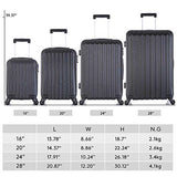 4PCS Travel Luggage Set carry on luggage with spinner wheels ABS Trolley Spinner Suitcase w/Lock (Black)