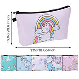 6 Pieces Makeup Bag Toiletry Pouch Waterproof Cosmetic Bag with Zipper Travel Packing Bag 8.7 x 5.3 Inch Small Cosmetic Bag Accessory Organizer for Women and Men (Unicorn Style)