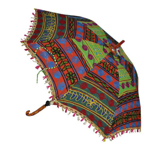 Indian Handmade Designer Cotton Fashion Multi Colored Umbrella Embroidery Boho Umbrellas Parasol 10