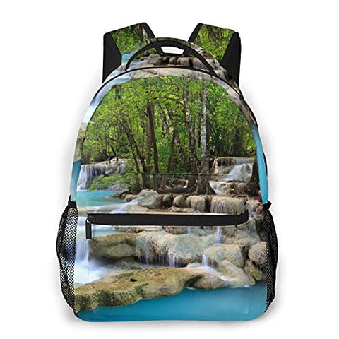 Multi leisure backpack,Waterfall Landscape Nature Scenery Exotic Tre, travel sports School bag for adult youth College Students