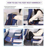 Travel Bread Airplane Footrest Hammock, Portable Travel Foot Rest with Inflatable Pillows, Adjustable Height Flight Carry-On Footrest Provides Relaxation and Comfort for Airplane, Train, Bus (Blue)