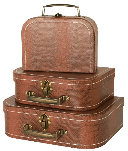 Wald Imports Brown Paperboard  Decorative Storage Paperboard Suitcases, Set Of 3