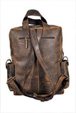 Devil Hunter 18" Leather Backpack For Men / Women Brown Leather Laptop Backpack
