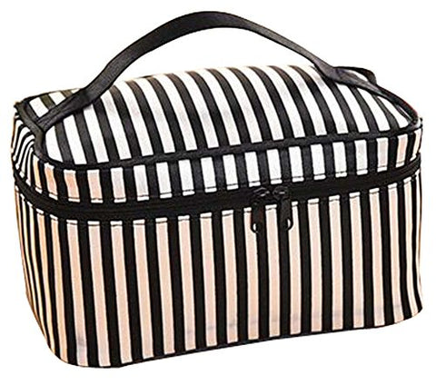 Travel Cosmetic Bag Cartoon Bucket Bag Cosmetic Pouch (Black And White Stripes)