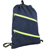 Fuel Dual Zip Sporty Cinch Sling with Durable Chord Straps, Navy Mesh/Neon Yellow Underlay