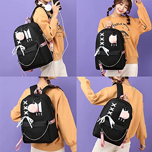 BTS Backpack, Kpop Casual Backpack Black Laptop Comoros