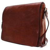 Floto Firenze Messenger Bag in Brown Full Grain Calfskin Leather - Large
