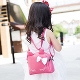 Pinky Family Cute Cat Ear Kids Handbags Candy Color Crossbody Bags Pu Leather Shoulder Bags (Pink)