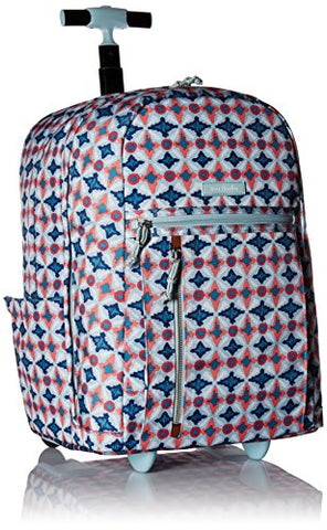Vera Bradley Lighten Up Large Rolling Backpack, Polyester, Water Geo
