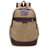 ABage Vintage Canvas Leather Travel Student Laptop Backpack School Bag Bookbag Rucksack, Khaki