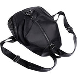 ABage Women's Studded Backpack Waterproof Nylon College Backpack Purse School Bag, Black