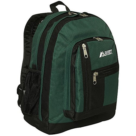 Everest Double Main Compartment Backpack, Dark Green, One Size