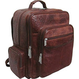 AmeriLeather CEO Leather Backpack (Brown Ostrich Print)