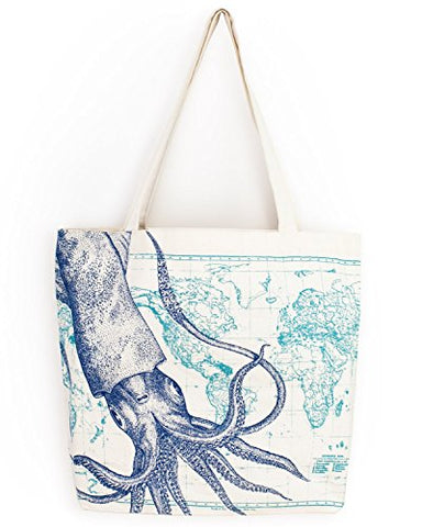 Cognitive Surplus Cephalopod Marine Illustration Tote Bag 10 Oz Recycled Cotton