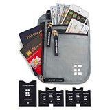 Zero Grid Neck Wallet w/RFID Blocking- Concealed Travel Pouch & Passport Holder (Ash)
