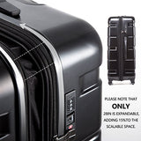 COOLIFE Luggage Expandable(only 28") Suitcase PC+ABS Spinner Built-in TSA Lock 20in 24in 28in Carry on (Charcoal, L(28in).)
